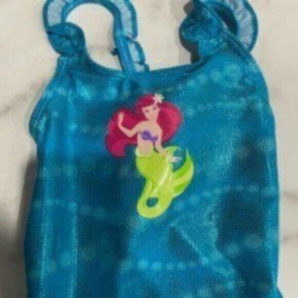 Disney Kids Girl Blue The Little Mermaid Store Ariel Hologram Swimsuit Size 4 - Picture 2 of 4